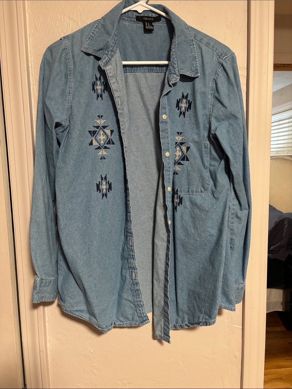 Forever 21 Light Blue Denim Shirt
